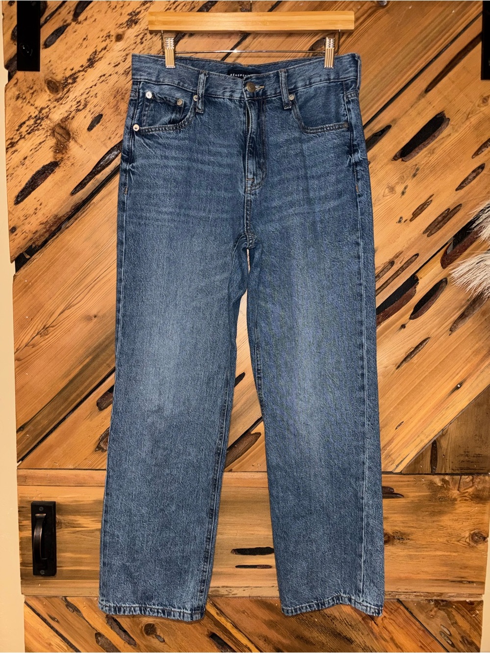 Aeropostale High-Rise Baggy Wide-Leg Jeans in Blue Denim